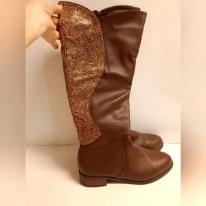 Brown leather boots